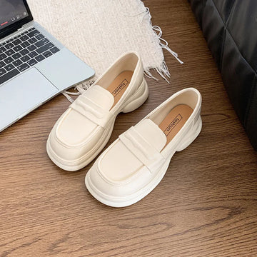 Xajzpa Retro Soft Bottom British JK Style Women's 2025 Spring New Slip on Casual Loafers Round Toe Flat Heel PVC Fashion Shoes